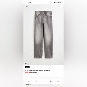 H&M 90’s straight high rise grey jeans!